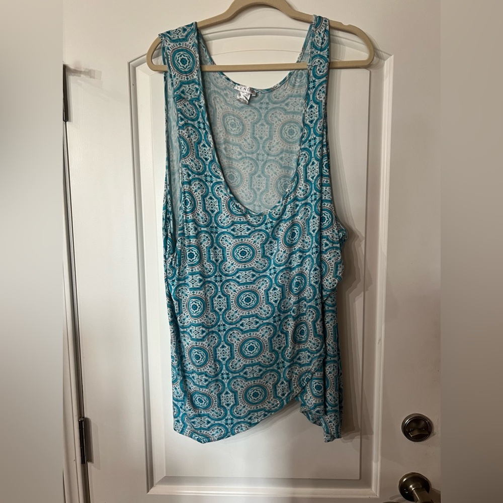 408. Venus Blue Patterned Tank Top Women's Size 3X